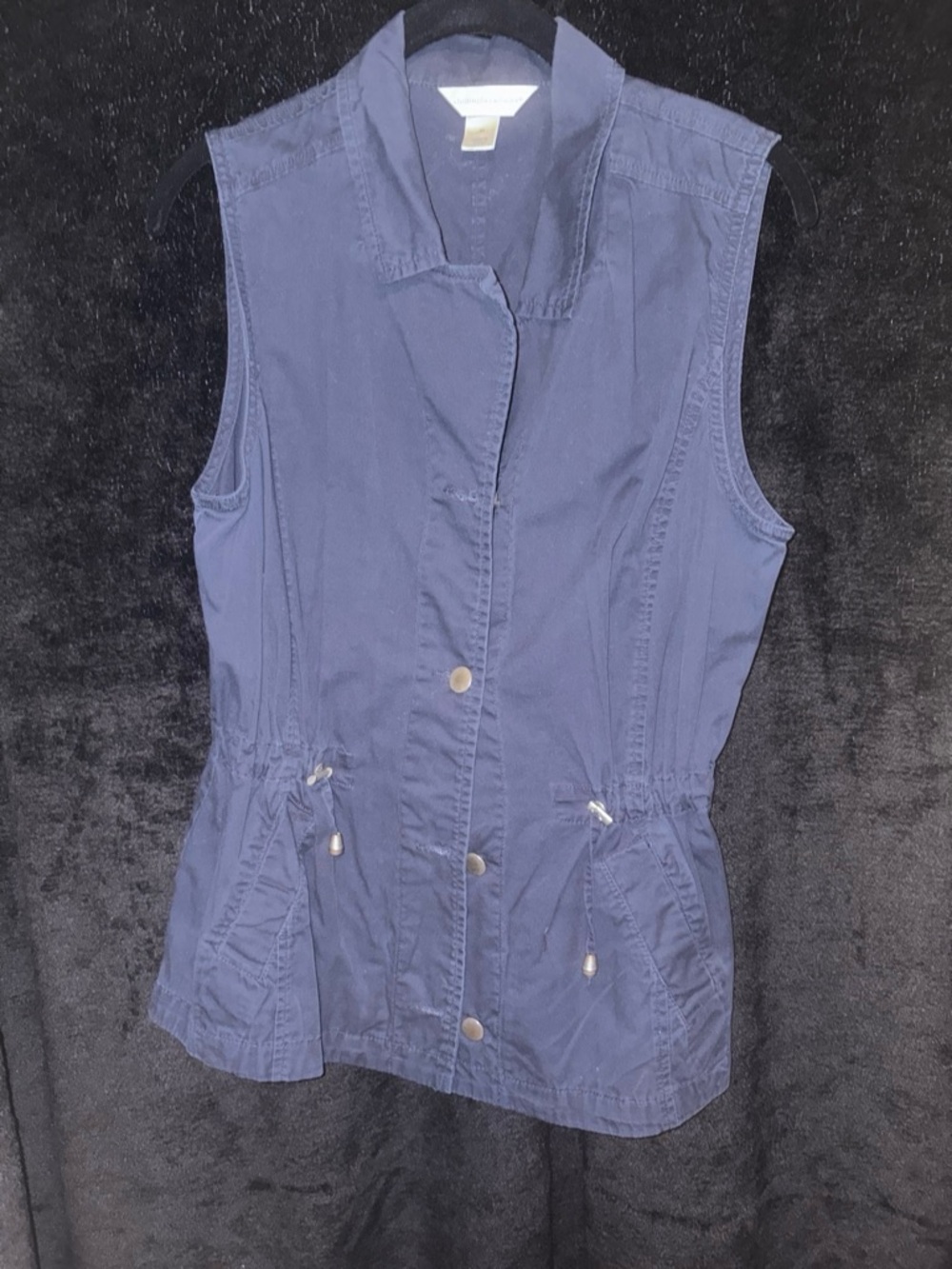 Christopher & Banks Cinch-Waist Utility Vest M Navy Blue Casual Utility Chic EUC